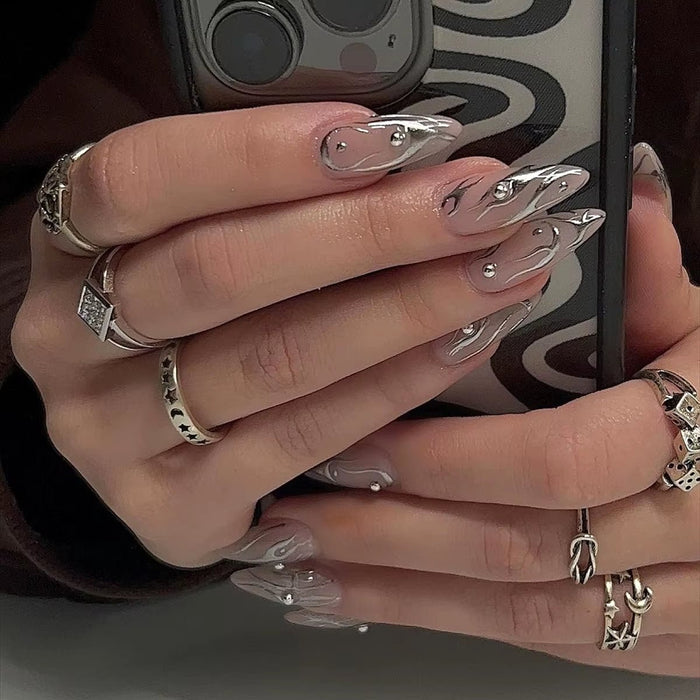 24 Pcs Long French Fire Nails with 1 Jelly Gel and 1 Nail File - AUDIO BOOKS - audio - books - book