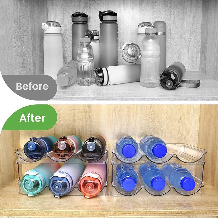 Water Bottle Organizer for Cabinet, Water Bottle Storage Organizer, 2 Packs Water Bottle Storage Rack, Water Bottle Holder for Cabinet, Stackable Water Bottle Storage Rack - AUDIO BOOKS - audio - books - book