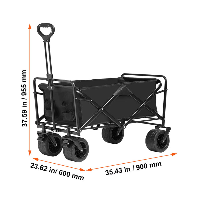 Collapsible Folding Wagon Beach Wagon Cart with All - Terrain Wheels Drink Holders Sports Wagon for Camping Shopping - AUDIO BOOKS - audio - books - book