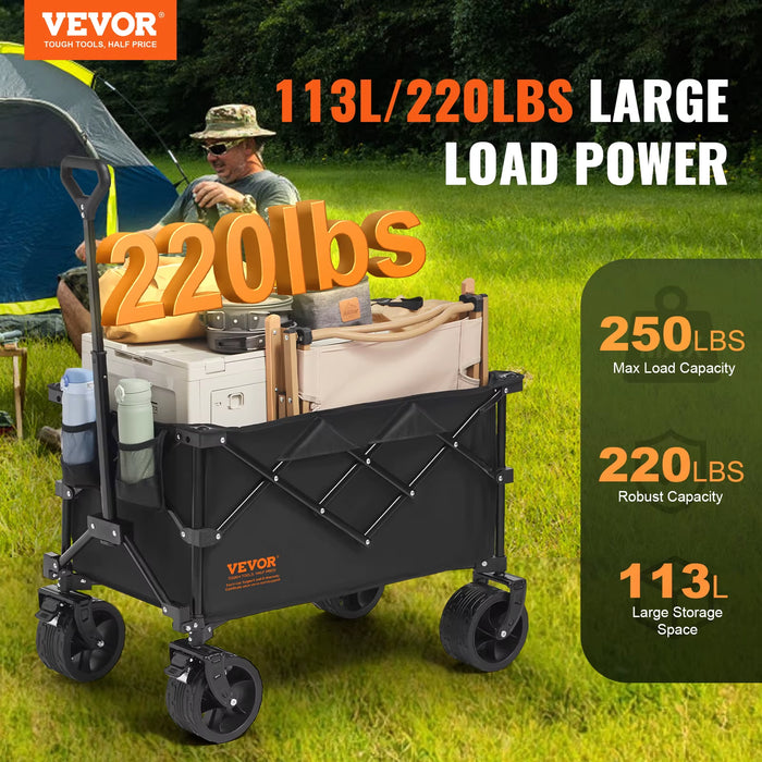 Collapsible Folding Wagon Beach Wagon Cart with All - Terrain Wheels Drink Holders Sports Wagon for Camping Shopping - AUDIO BOOKS - audio - books - book