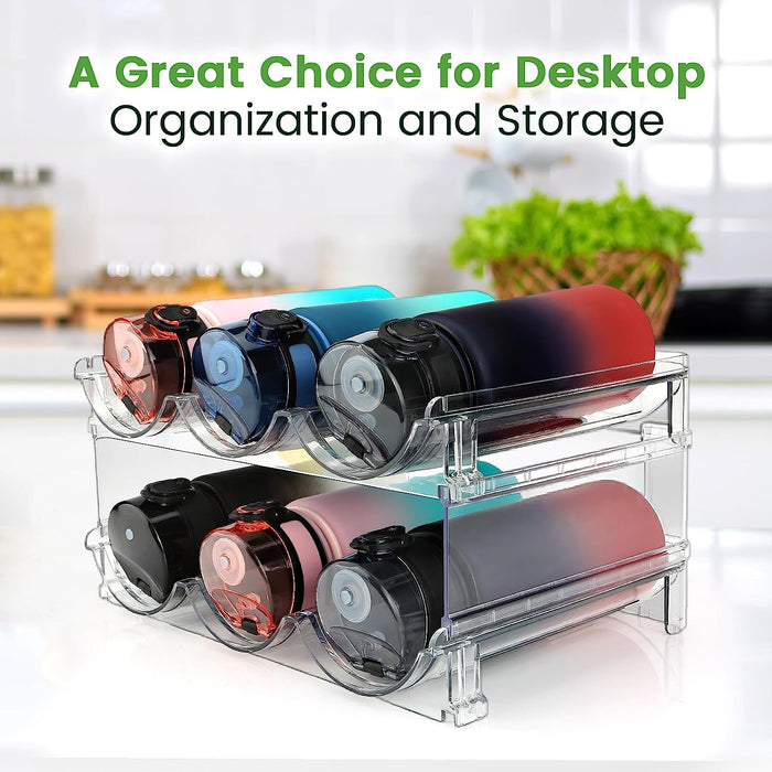 Water Bottle Organizer for Cabinet, Water Bottle Storage Organizer, 2 Packs Water Bottle Storage Rack, Water Bottle Holder for Cabinet, Stackable Water Bottle Storage Rack - AUDIO BOOKS - audio - books - book