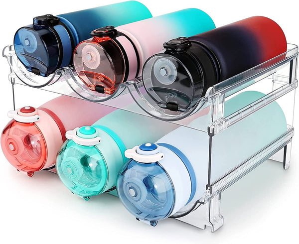 Water Bottle Organizer for Cabinet, Water Bottle Storage Organizer, 2 Packs Water Bottle Storage Rack, Water Bottle Holder for Cabinet, Stackable Water Bottle Storage Rack - AUDIO BOOKS - audio - books - book