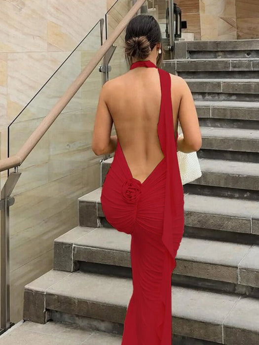 Long Party Dresses for Women Elegant Sexy Floral - Applique Halter Backless Maxi Dress Summer Clothes 2024 C83 - CE37 - AUDIO BOOKS - audio - books - book