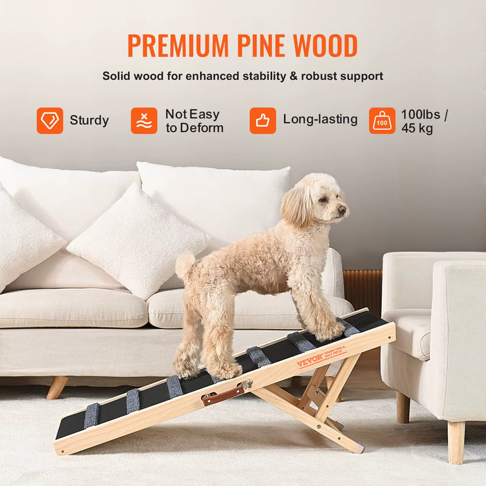 Dog Ramp Folding Ladder Anti - Slip High Adjustable Wooden Pet Ramp Removable for Small Old Dog Climbing Stairs Sofa Car - AUDIO BOOKS - audio - books - book