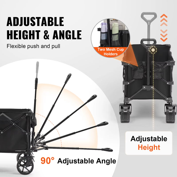 Collapsible Folding Wagon Beach Wagon Cart with All - Terrain Wheels Drink Holders Sports Wagon for Camping Shopping - AUDIO BOOKS - audio - books - book
