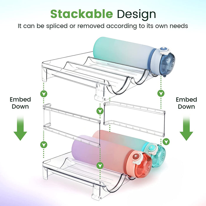 Water Bottle Organizer for Cabinet, Water Bottle Storage Organizer, 2 Packs Water Bottle Storage Rack, Water Bottle Holder for Cabinet, Stackable Water Bottle Storage Rack - AUDIO BOOKS - audio - books - book