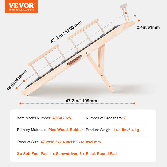 Dog Ramp Folding Ladder Anti - Slip High Adjustable Wooden Pet Ramp Removable for Small Old Dog Climbing Stairs Sofa Car - AUDIO BOOKS - audio - books - book