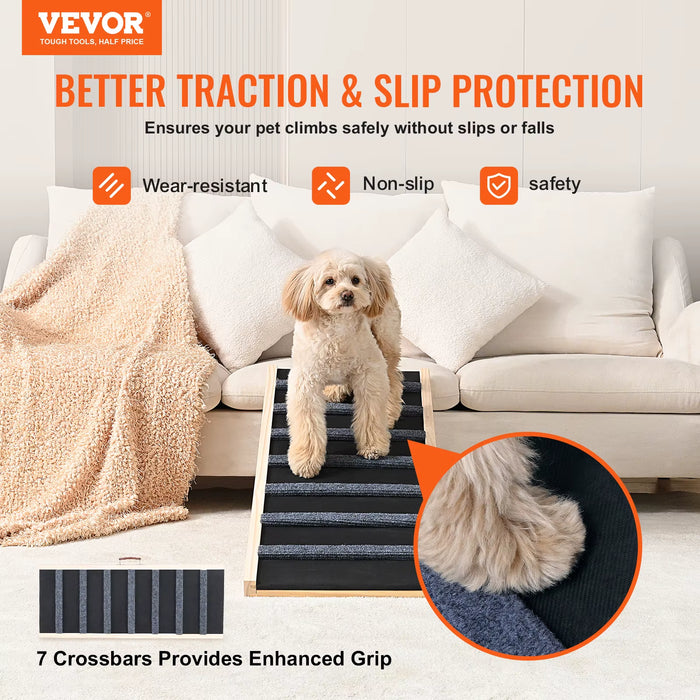 Dog Ramp Folding Ladder Anti - Slip High Adjustable Wooden Pet Ramp Removable for Small Old Dog Climbing Stairs Sofa Car - AUDIO BOOKS - audio - books - book