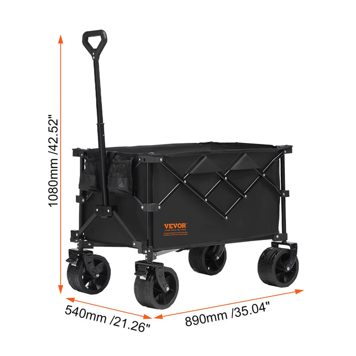 Collapsible Folding Wagon Beach Wagon Cart with All - Terrain Wheels Drink Holders Sports Wagon for Camping Shopping - AUDIO BOOKS - audio - books - book