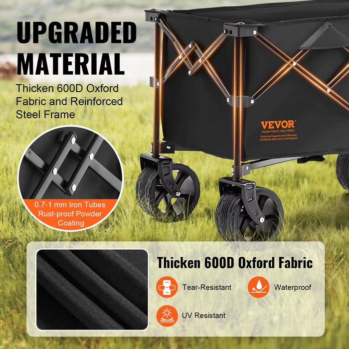 Collapsible Folding Wagon Beach Wagon Cart with All - Terrain Wheels Drink Holders Sports Wagon for Camping Shopping - AUDIO BOOKS - audio - books - book