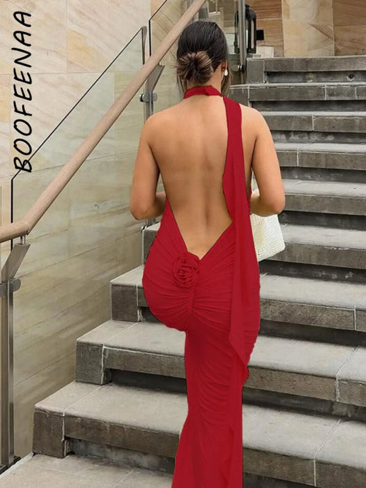 Long Party Dresses for Women Elegant Sexy Floral - Applique Halter Backless Maxi Dress Summer Clothes 2024 C83 - CE37 - AUDIO BOOKS - audio - books - book
