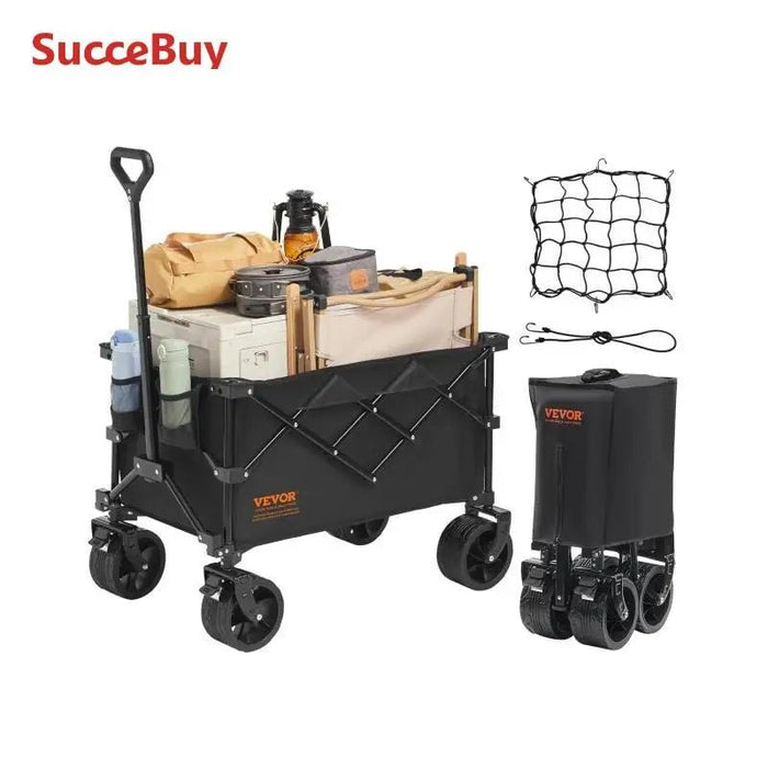 Collapsible Folding Wagon Beach Wagon Cart with All - Terrain Wheels Drink Holders Sports Wagon for Camping Shopping - AUDIO BOOKS - audio - books - book